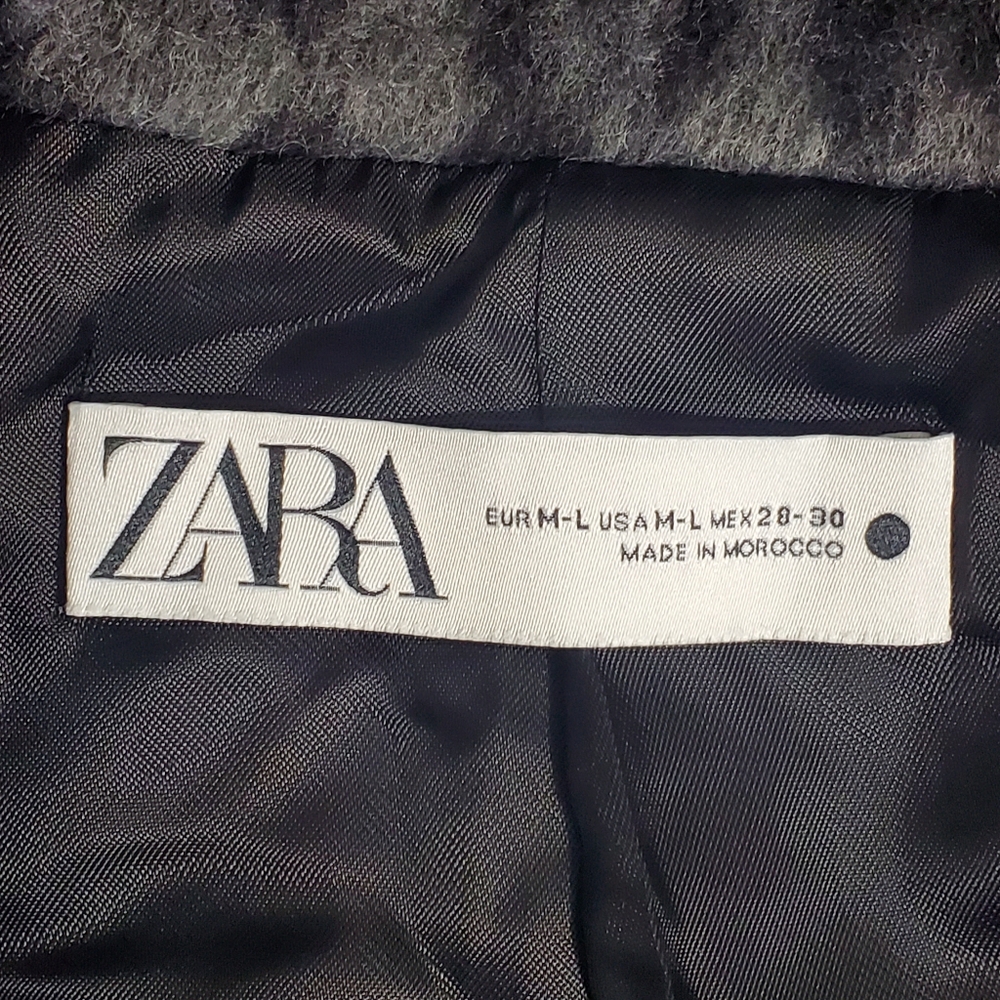 Zara WOOL BLEND PRINTED COAT Size M-L - Picture 8 of 12